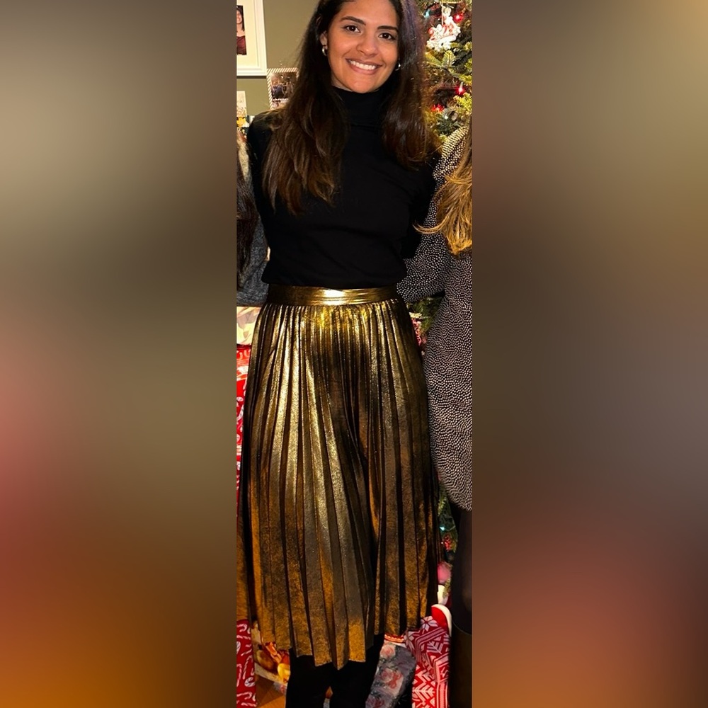 Zara Metallic Gold A-Line Skirt